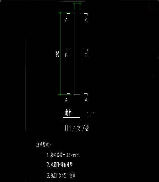 箱房角柱立面高度設(shè)計(jì)圖